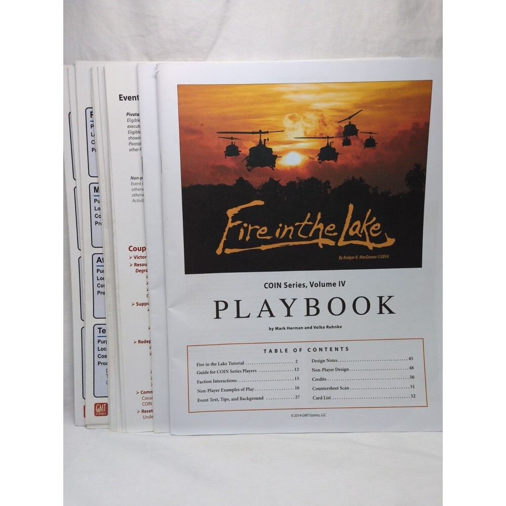 (10) Fire In The Lake GMT Board Game Rules And Charts
